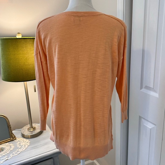 J. Crew Cotton Lightweight V-Neck Pullover Sweater Orange - Size small - Picture 2 of 9